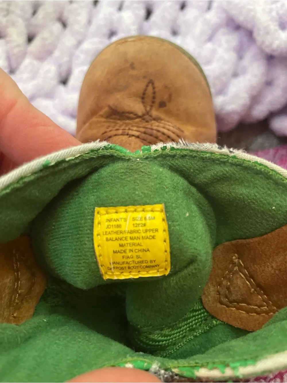 Kids Brown & Green Western Boots Pull-On Cowboy Shoes